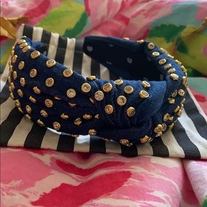 Lele Sadoughi NWOT Denim Crystal Headband